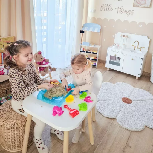 Woopie homokozóasztal formákkal - 0,5 kg-os kinetikus homokkal