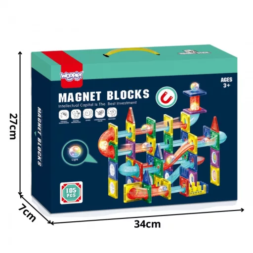 Woopie XL 105 db-os mágneses építőjáték és golyópálya