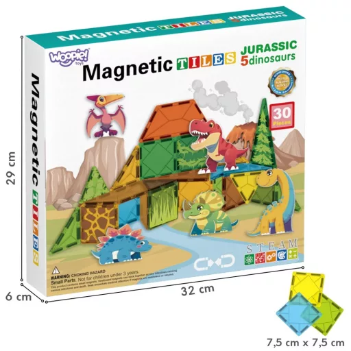Woopie 30 db-os mágneses építőjáték - dinós