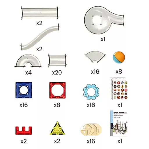 Woopie 113 db-os 3D mágneses építőjáték és golyópálya
