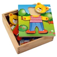 Viga montessori maci öltöztető fa puzzle