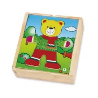 Viga montessori maci öltöztető fa puzzle