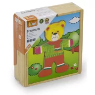 Viga montessori maci öltöztető fa puzzle