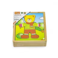 Viga montessori maci öltöztető fa puzzle
