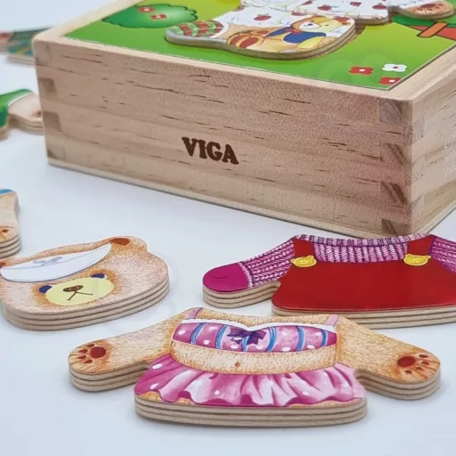 JátékViga maci öltöztető fa puzzle