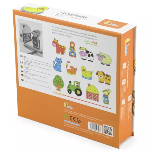 Viga élet a farmon montessori  fűzős játék