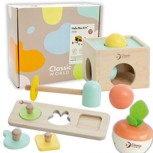 Classic World pasztell oktatókészlet babáknak – 3 az 1-ben fejlesztő fajáték