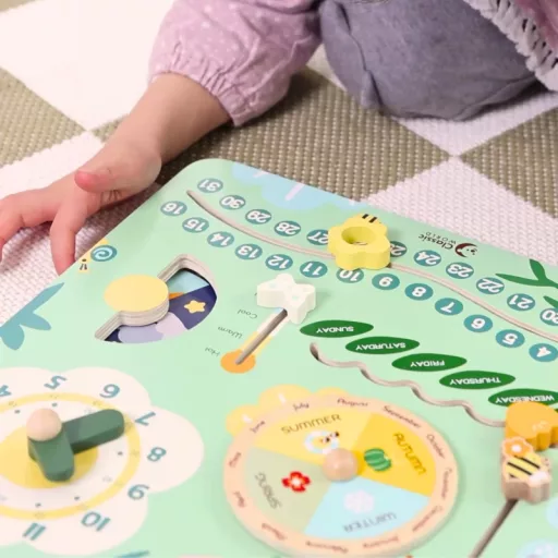 Calssic World fa oktató naptár és óra – interaktív mágneses tábla angol nyelvi alapokkal