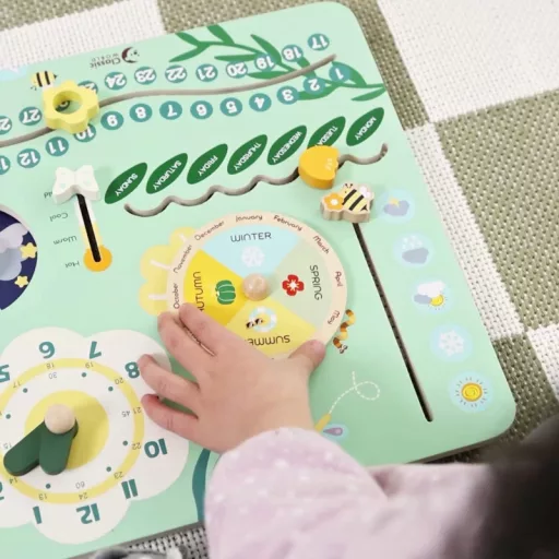 Calssic World fa oktató naptár és óra – interaktív mágneses tábla angol nyelvi alapokkal