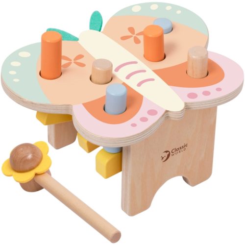 Classic World fa montessori kalapálós játék - pillangó