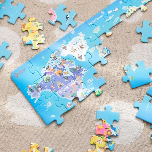 Classic World fa világtérkép puzzle – 48 darabos fejlesztő játék 