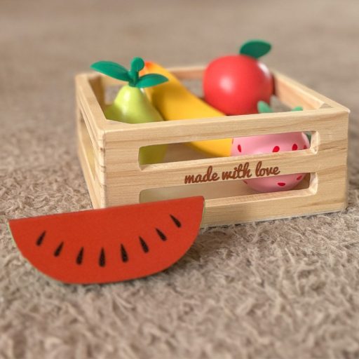 Classic World 6 db-os fa játék gyümölcsök kosárban 