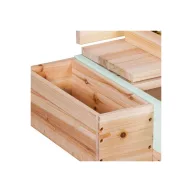   Lantoska fa homokozó állítható árnyékolóval 120 x 120 cm - 360°-ban forgatható és zárható