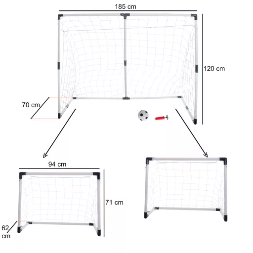 Lantoska gyerek focikapu 2 az 1-ben 185 x 120 x 70 cm – összecsukható kerti focikapu szett labdával