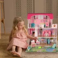   Lantoska XXL 70 cm-es fa babaház kiegészítőkkel  - LED világítással