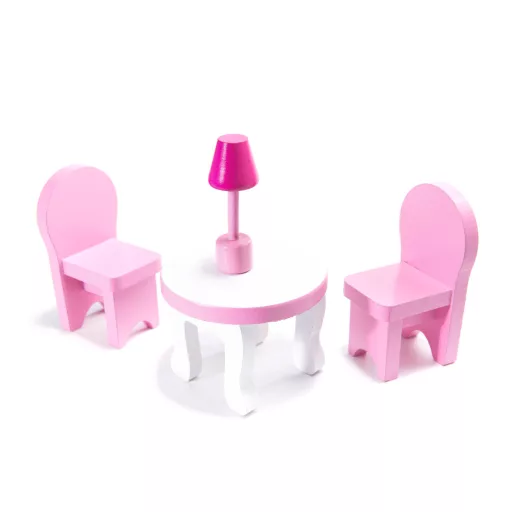 Lantoska XXL 70 cm-es fa babaház kiegészítőkkel  - LED világítással