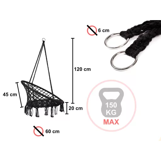 Lantoska fészekhinta párnával 80 cm átmérővel - 150 kg terhelhetőség