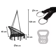   Lantoska fészekhinta 80 cm átmérővel - 150 kg terhelhetőség