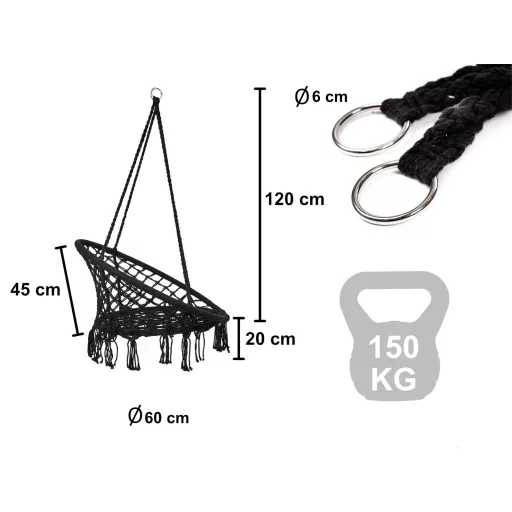 Lantoska fészekhinta 80 cm átmérővel - 150 kg terhelhetőség