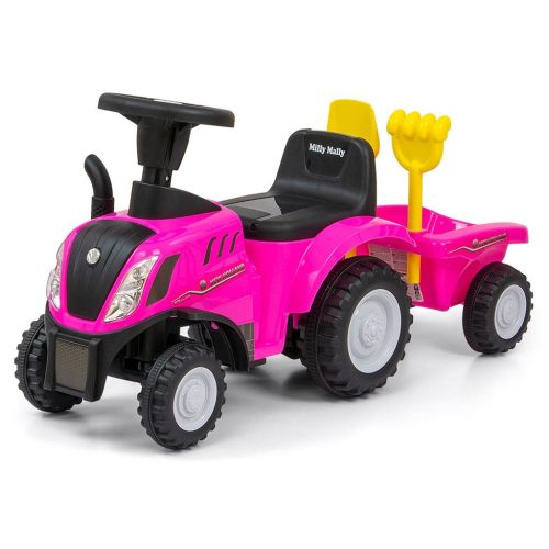 Bébitaxi New Holland T7 traktor – interaktív kormánnyal és utánfutóval