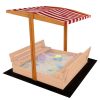 Tető és árnyékoló homokozóhoz – 120x120 cm piros-fehér
