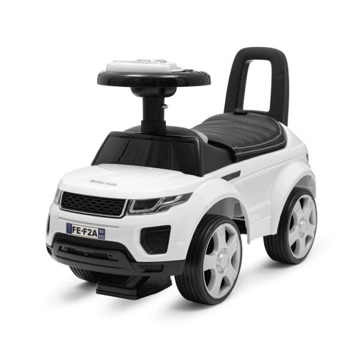 Bébitaxi SUV dizájnnal, fehér – ökobőr üléssel és zenélő kormánnyal