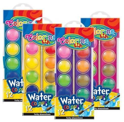 Colorino vízfesték 12 színű, 24 mm-es gombokkal és ecsettel
