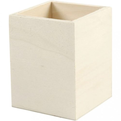Dekorálható fa ceruzatartó gyerekeknek – 7,5x7,5x9,5 cm