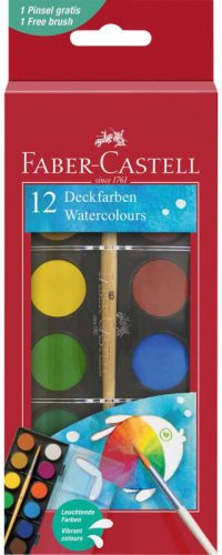 Faber-Castell vízfesték készlet, 12 színű, 24 mm-es