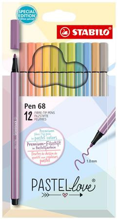 Stabilo Pen 68 Pastellove filctoll készlet – 12 db, 1 mm, pasztell színek