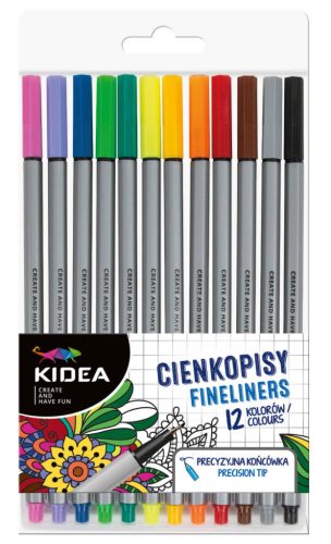 Kidea tűfilc készlet – 12 db, vékony hegyű, jegyzeteléshez és rajzoláshoz