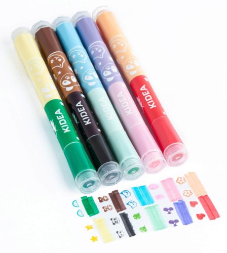 Filctoll készlet nyomdával – 5 db, kétvégű, 10 szín, Kidea