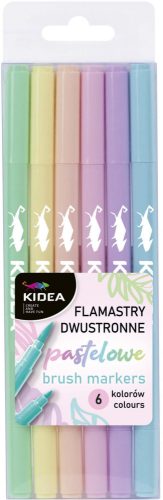 Kidea kétvégű filctoll készlet – 6/12 db, pasztell színek, ecsetvégű