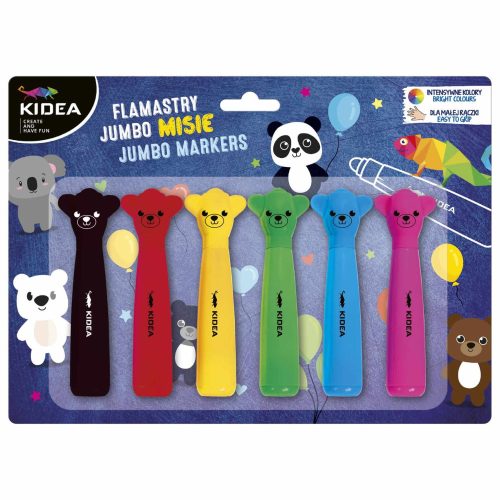 Kidea jumbo filctoll készlet – 6 db, macis kupakkal, gyerekeknek