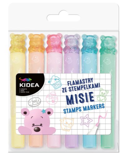 Kidea nyomdás filctoll készlet – 6 db, macis, kreatív játékhoz