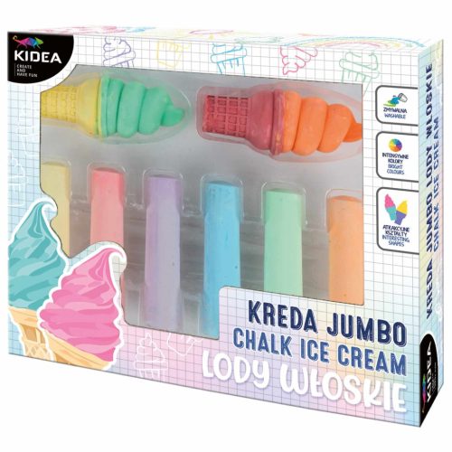 Kidea aszfaltkréta készlet 8 darabos – jumbo, fagyis formával