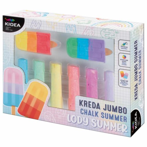 Kidea aszfaltkréta készlet 8 darabos – jumbo, pálcikás fagyis formával