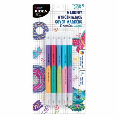 Kidea Cover Marker kétvégű filctoll készlet – 5/10 db, fedőszínű