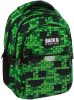 BackUp P64 Minecraft mintás hátizsák – ergonomikus iskolatáska 3 rekesszel, zöld-fekete (39x27x20 cm)