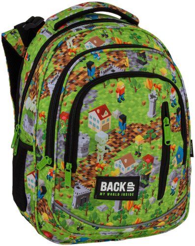 BackUp R61 Minecraft iskolatáska – ergonomikus hátizsák 3 rekesszel, mellkaspánttal (39x27x20 cm)