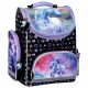 Unikornis mintás ergonomikus iskolatáska lányoknak – lila-fekete, 37x27x16 cm