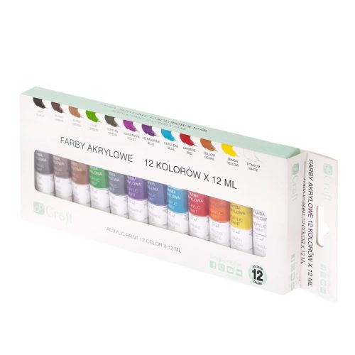 DP Craft akrilfesték készlet, 12 szín, 12 ml-es tubusokban