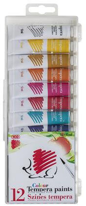 Süni temperakészlet 12x12 ml tubusos, élénk színekkel