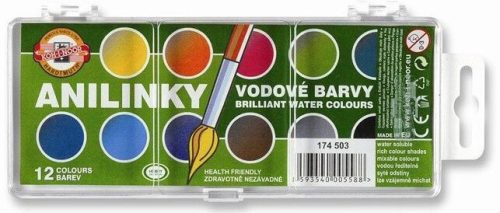 KOH-I-NOOR Brillant vízfesték 12 színű, 22,5 mm-es gombokkal