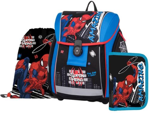 Pókember ergonomikus iskolatáska szett – Premium Light Amazing Spiderman, mágneszáras, tolltartóval és tornazsákkal