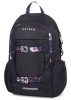 OXY Zero iskolatáska – fekete virágmintás ergonomikus hátizsák 3 rekesszel (47x32x18 cm, 27L)