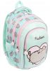 Pusheen cicás ergonomikus iskolatáska – mentazöld, 4 rekeszes hátizsák, 40x28x18 cm