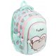 Pusheen cicás ergonomikus iskolatáska – mentazöld, 4 rekeszes hátizsák, 40x28x18 cm