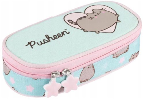 Pusheen cicás ovális tolltartó – mentazöld, beledobálós