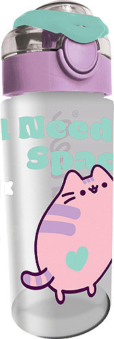 Pusheen cicás kulacs 500ml lila-zöld – divatos vizespalack gyerekeknek és felnőtteknek
